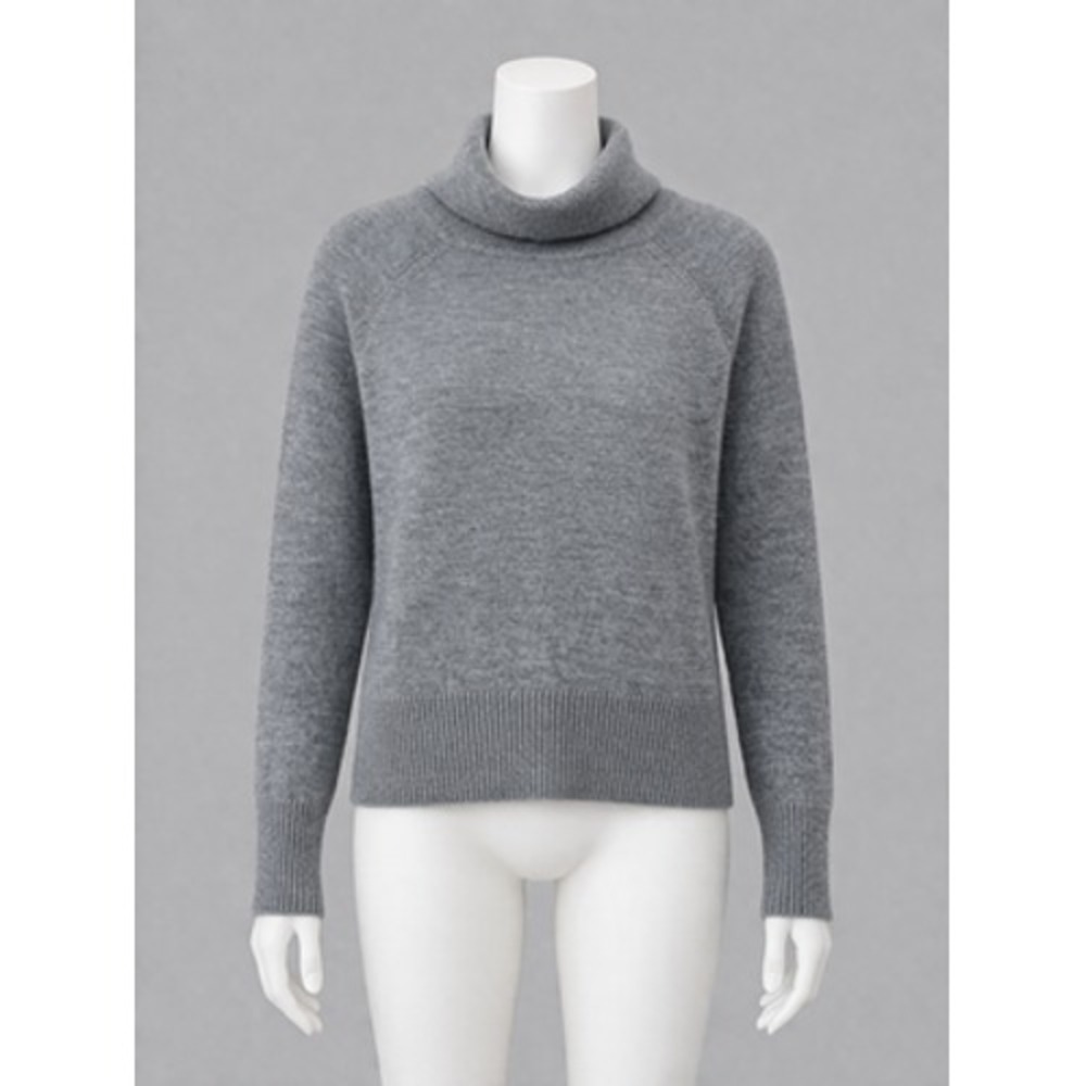 Haute Hippie Sweater Womens M/L Gray 100% Merino Wool Turtleneck Raglan Knit‎